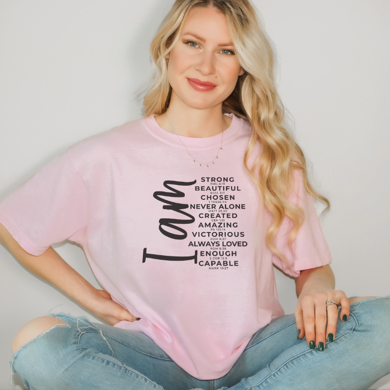 Empowerment Echo Tee: "I Am" Affirmations for Confidence