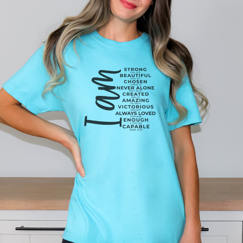 Empowerment Echo Tee: "I Am" Affirmations for Confidence