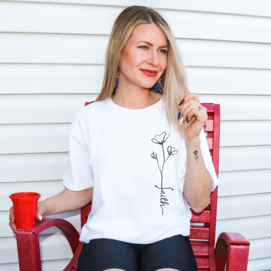 Scripted Faith Flower Women's Tee: Blossom in Belief